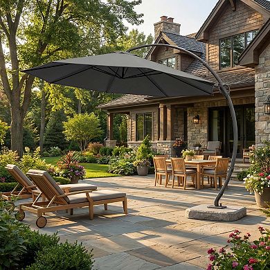 Cantilever Patio Umbrella with Wide Shade and Stable Wind-Resistant Design