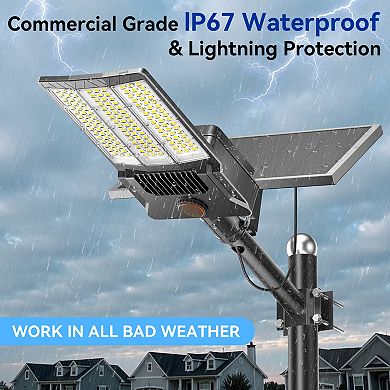 Solar Street Light Dusk to Dawn, Large Panel Pro Outside Light Motion Sensor for Yard, 2Pack