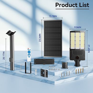 Solar Street Light Dusk to Dawn, Large Panel Pro Outside Light Motion Sensor for Yard, 2Pack