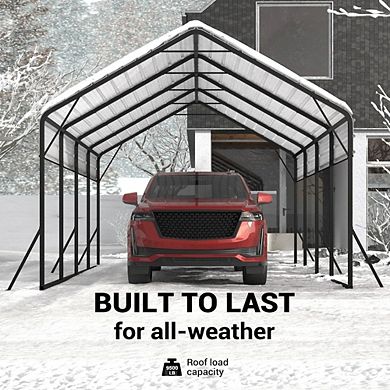 Metal Carport Canopy with Reinforced Steel Frame and Galvanized Roof