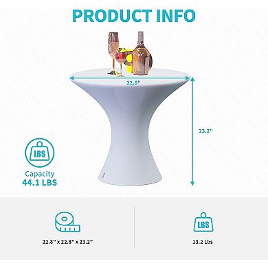 23" H Round LED Light Up Bar Table, 16 RGB Colors Rechargeable Waterproof Cocktail Table