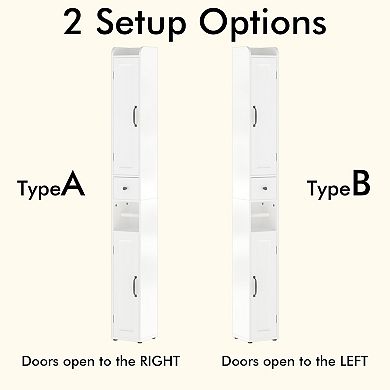 67.51-Inch Freestanding Bathroom Storage Cabinet with Adjustable Shelves and Open Compartments