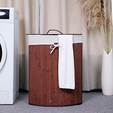 15.5 Gallon Laundry Basket with Lid,Foldable Bamboo Hamper