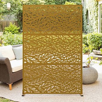 Outdoor Metal Privacy Screen, Freestanding Decorative Divider with Stand, Screens and Panels