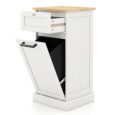Freestanding Tilt-Out Laundry Storage Cabinet with Basket