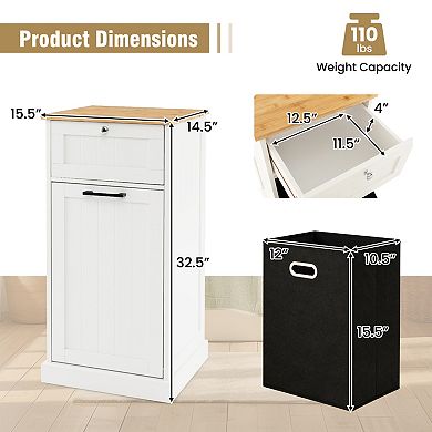 Freestanding Tilt-Out Laundry Storage Cabinet with Basket
