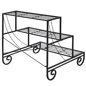 Costway 3 tier Outdoor Metal Plant Stand Flower Planter Garden Display Holder Shelf Rack