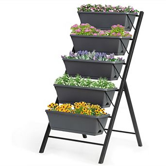 Costway 4 ft Vertical Raised Garden Bed 5 tier Planter Box for Patio Balcony Flower Herb