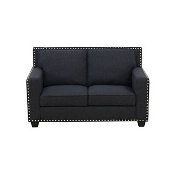 Black Linen Living Room Loveseat