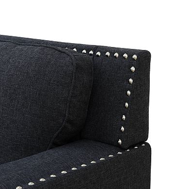 Black Linen Living Room Loveseat