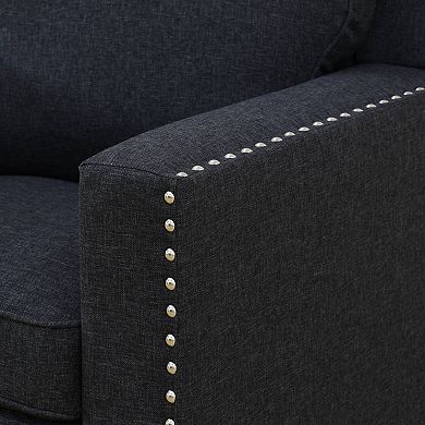Black Linen Living Room Loveseat