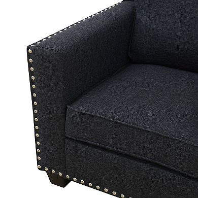 Black Linen Living Room Loveseat