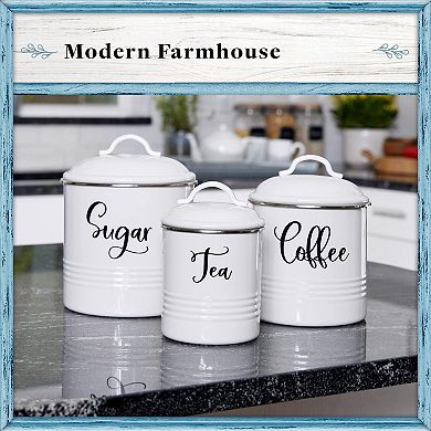 Farmhouse Kitchen Canister Set with Lids 3pc