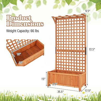 Costway Raised Garden Bed Planter Box Climbing Plants Container with Trellis &Hanging Roof