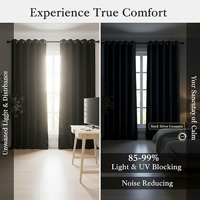 KSIZUIS 3-Pass Microfiber Blackout Curtains - 66"x92" Noise Reducing & Thermal Insulated, 2 Panels