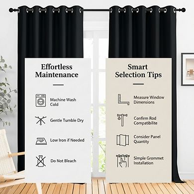 KSIZUIS 3-Pass Microfiber Blackout Curtains - 66"x92" Noise Reducing & Thermal Insulated, 2 Panels