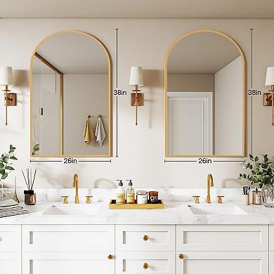 Arched Bathroom Mirror 27x38 Matte Glass Decorative