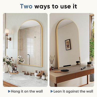 Arched Bathroom Mirror 27x38 Matte Glass Decorative