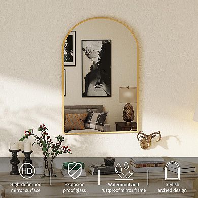 Arched Bathroom Mirror 27x38 Matte Glass Decorative