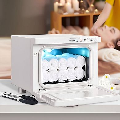8L Hot Towel Warmer Cabinet Countertop Towel Heater with UV Light - White