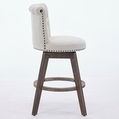 26 Inch Counter Height Swivel Bar Stools with Tufted Back and Upholstered Seat Set of 2