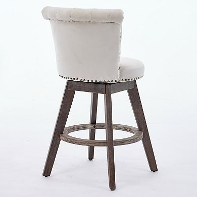26 Inch Counter Height Swivel Bar Stools with Tufted Back and Upholstered Seat Set of 2