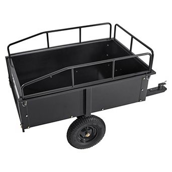 Heavy Duty ATV Trailer Steel Dump Cart 750-Pound 15 Cubic FT Garden Utility Trailer Removable Sides