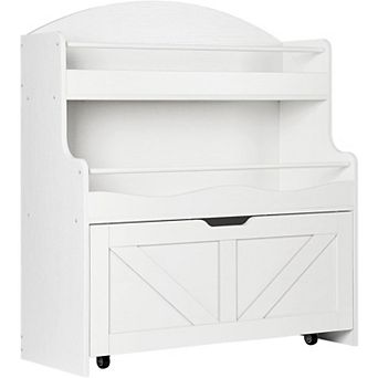 Kids Bookshelf, Toy Storage Organizer with Movable Drawer,Crossbar