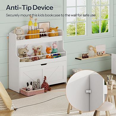 Kids Bookshelf, Toy Storage Organizer with Movable Drawer,Crossbar