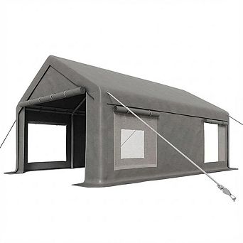Heavy Duty Carport Garage with Reinforced Steel Poles and Triple-Layer PE Tarp