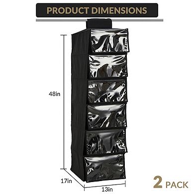 2-Pack Hat Racks with Dust Cover, 6 Shelf Hanging Hat Organizer for Baseball Caps