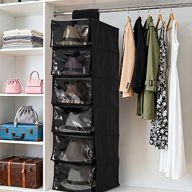 2-Pack Hat Racks with Dust Cover, 6 Shelf Hanging Hat Organizer for Baseball Caps