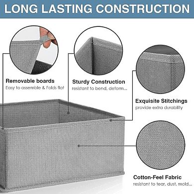 Drawer Organizer Set of 8, Foldable Closet Dividers, Gray, for Underwear & Socks