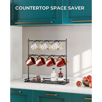 Coffee Mug Holder 14 Hooks 2 Tier Countertop Display Stand