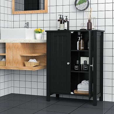 2-Door Bathroom Floor Storage Cabinet Space Saving Organizer