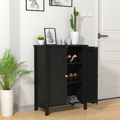 2-Door Bathroom Floor Storage Cabinet Space Saving Organizer