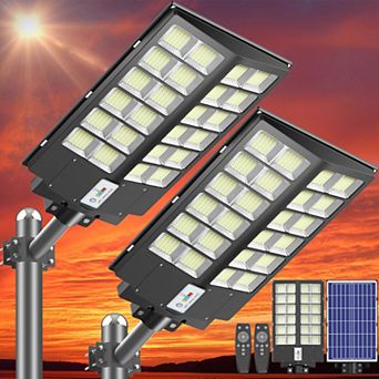 Adewalk Solar Street Light Motion Sensor, LED Flood Lights Outdoor Waterproof for Parking Lot, 2Pack