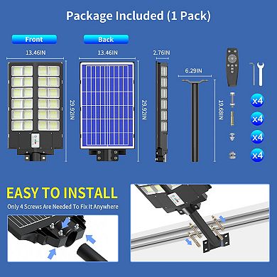 Solar Street Light Motion Sensor, LED Flood Lights Outdoor Waterproof for Parking Lot, 2Pack