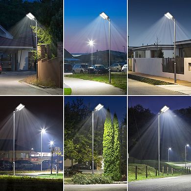 Solar Street Light Motion Sensor, LED Flood Lights Outdoor Waterproof for Parking Lot, 2Pack