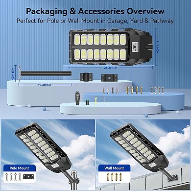 Solar Street Light Motion Sensor, Solar Parking Lot Lights Dusk to Dawn Outdoor