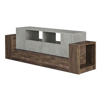 ENITIAL STAR Abdi Wood Multi-Storage TV Stand in Oak and Concrete Gray