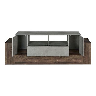 ENITIAL STAR Abdi Wood Multi-Storage TV Stand in Oak and Concrete Gray