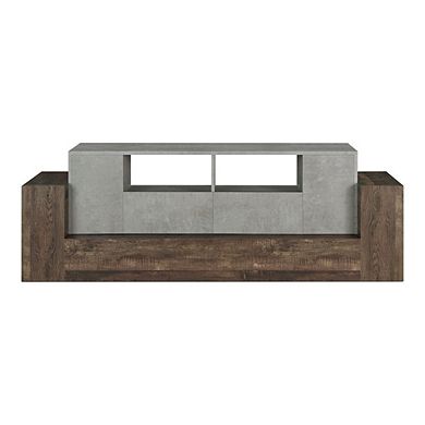 ENITIAL STAR Abdi Wood Multi-Storage TV Stand in Oak and Concrete Gray