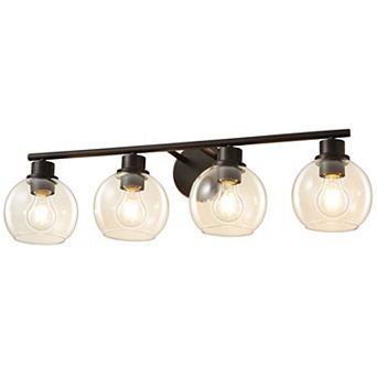 POWLIG 29.53" 4-Light Dimmable Bathroom Vanity Light - Gold Finish with Clear Glass Shades