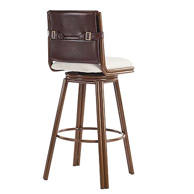 Upholstered Swivel Bar Stool with Metal Frame and Padded Seat Set of 2