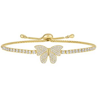 Ivy Sharpe Gold-Tone Cubic Zirconia Butterfly Bolo Bracelet