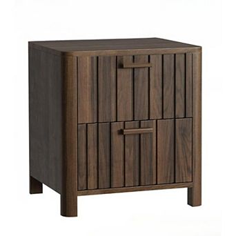 ZUQIETA Small Nightstand with 2 Fabric Drawers - 20"Tall White Bedside Dresser for Dorm & Bedroom