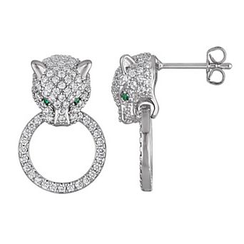 Ivy Sharpe Silver-Tone Cubic Zirconia Panther Stud Earrings