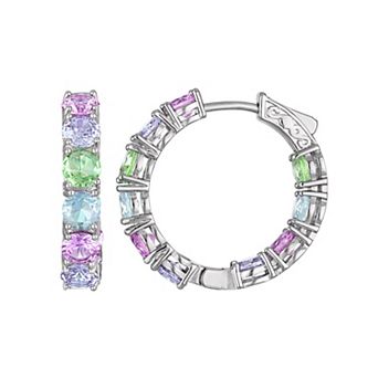 Ivy Sharpe Silver-Tone Cubic Zirconia Hoop Earrings