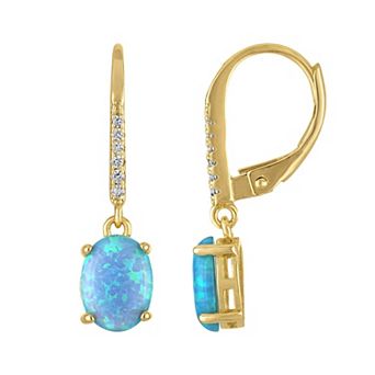 Ivy Sharpe Gold-Tone Lab-Created Opal Leverback Earrings